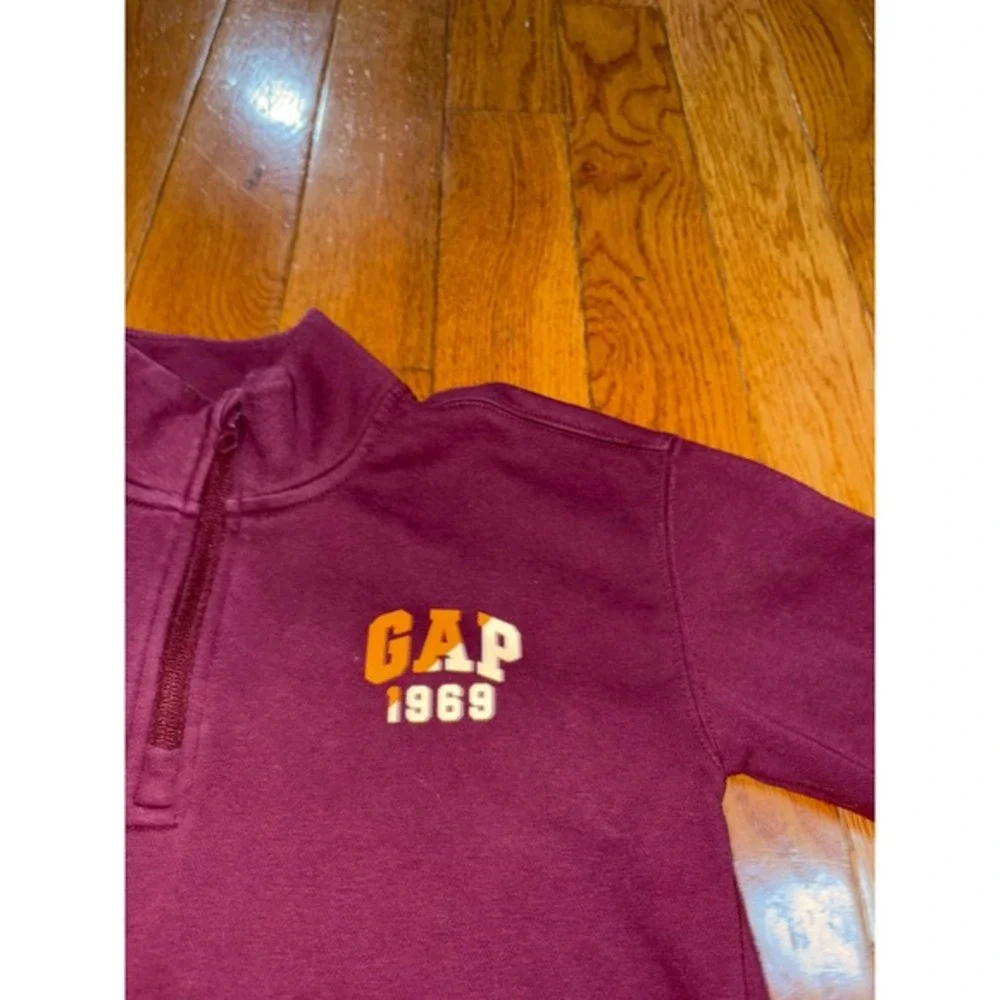 Kids Gap 1969 Burgundy Fleece Quarter Zip Sweatshirt Size Small‎